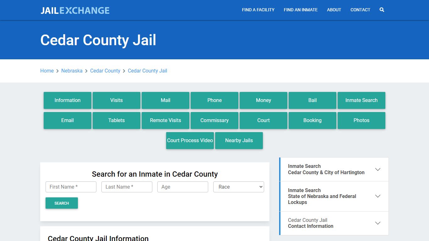 Cedar County Jail Roster Lookup, NE, Inmate Search