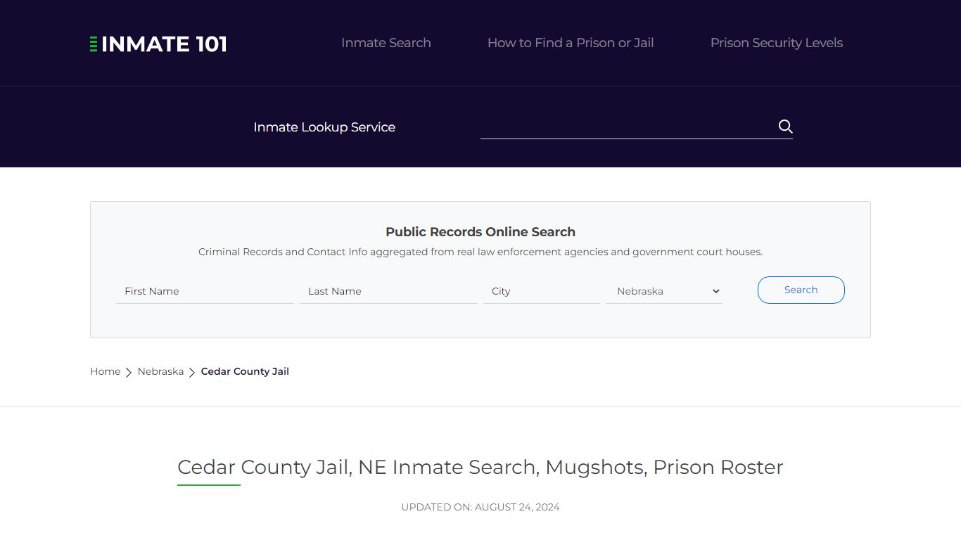 Cedar County Jail, NE Inmate Search, Mugshots, Prison Roster